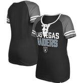 Las Vegas Raiders New Era Women's Raglan Lace-Up T-Shirt - Black - NFL