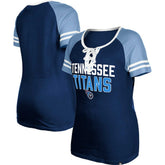 Tennessee Titans New Era Women's Raglan Lace-Up T-Shirt - Navy - NFL