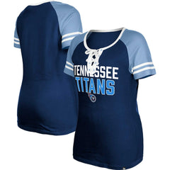 Tennessee Titans New Era Women's Raglan Lace-Up T-Shirt - Navy - NFL