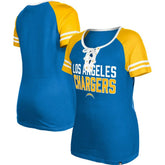 Los Angeles Chargers New Era Women's Raglan Lace-Up T-Shirt - Powder Blue - NFL