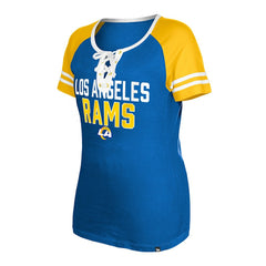 Los Angeles Rams New Era Women's Raglan Lace-Up T-Shirt - Royal - NFL