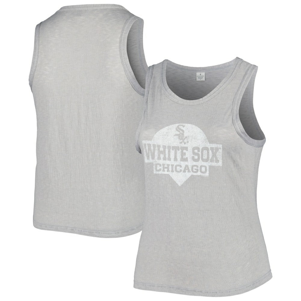 Chicago White Sox Soft as a Grape Women's Plus Size High Neck Tri-Blend Tank Top for sale