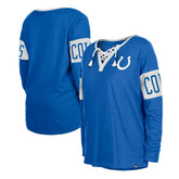 Indianapolis Colts New Era Women's Lace-Up Notch Neck Long Sleeve T-Shirt - Blue - NFL