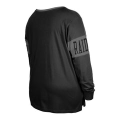 Las Vegas Raiders New Era Women's Plus Size Lace-Up Notch Neck Long Sleeve T-Shirt - Black - NFL