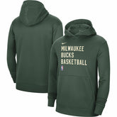 Nike Milwaukee Bucks Unisex 2023/24 Performance Spotlight On-Court Practice Pullover Hoodie Hunter Green