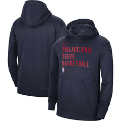 Nike Philadelphia 76ers Unisex 2023/24 Performance Spotlight On-Court Practice Pullover Hoodie Navy