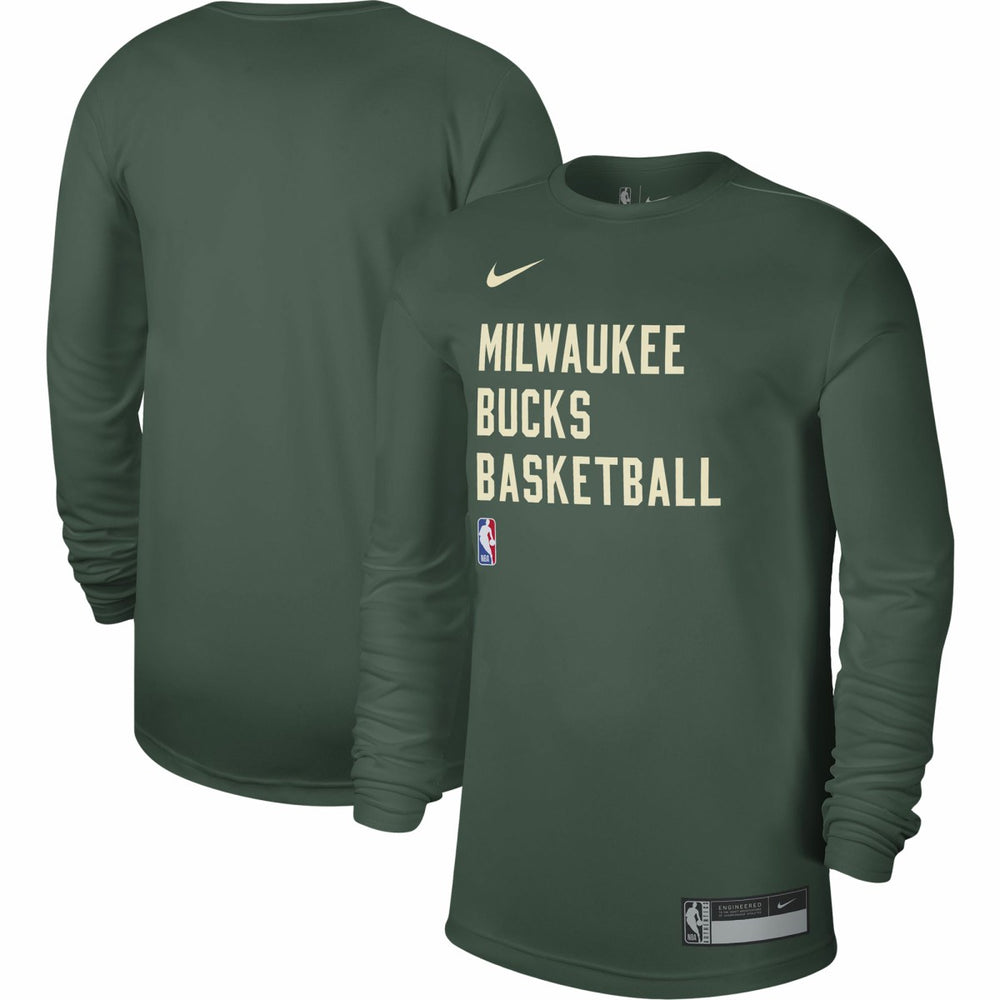 Nike Milwaukee Bucks Unisex 2023/24 Legend On-Court Practice Long Sleeve T-Shirt Hunter Green