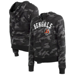Cincinnati Bengals New Era Women's Camo Full-Zip Hoodie - Black - NFL