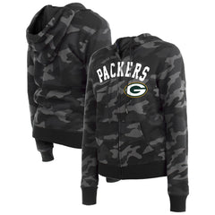 Green Bay Packers New Era Women's Camo Full-Zip Hoodie - Black - NFL