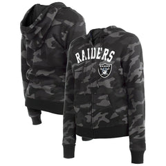 Las Vegas Raiders New Era Women's Camo Full-Zip Hoodie - Black - NFL