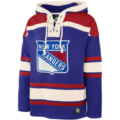 Mika Zibanejad New York Rangers '47 Player Name & Number Lacer Pullover Hoodie - Blue | 47 brand Lifestyle