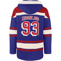 Mika Zibanejad New York Rangers '47 Player Name & Number Lacer Pullover Hoodie - Blue | 47 brand Lifestyle