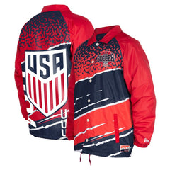 New Era - USMNT 5th & Ocean by New Era Throwback Coaches Raglan Full-Snap Jacket - Navy