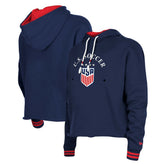 New Era - USWNT 5th & Ocean by New Era Women's Athleisure Cropped Fleece Pullover Hoodie - Navy