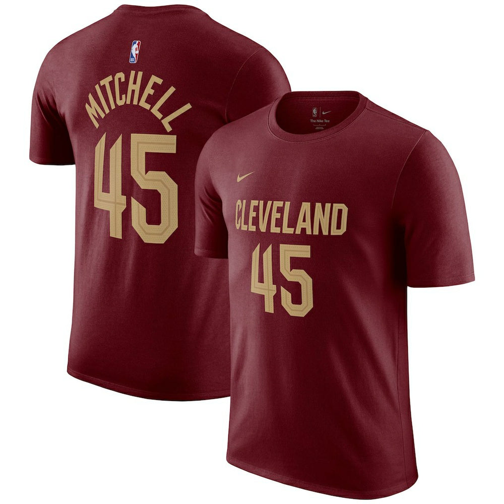 Nike Donovan Mitchell Cleveland Cavaliers Icon 2022/23 Name & Number T-Shirt Burgundy