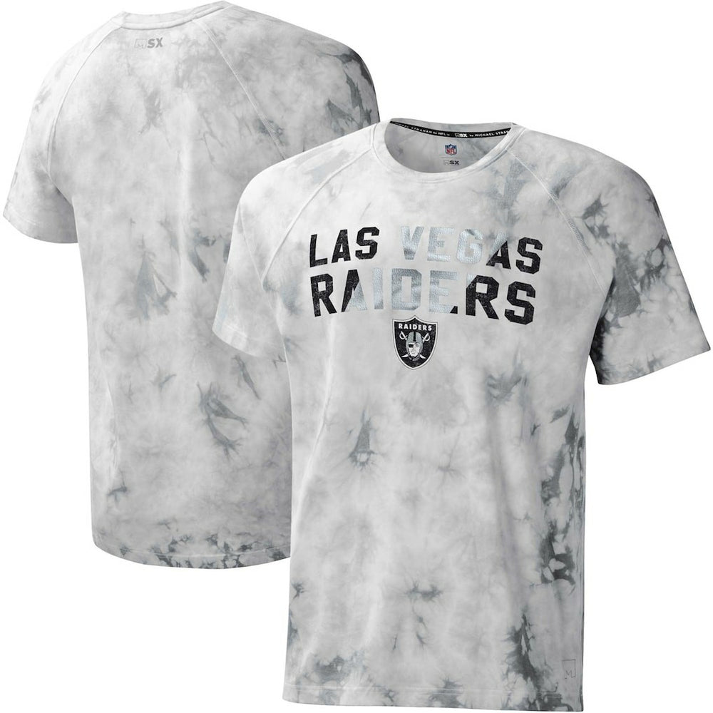 Las Vegas Raiders MSX by Michael Strahan Resolution Tie-Dye Raglan T-Shirt - Gray - NFL