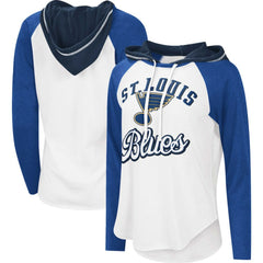 St. Louis Blues G-III 4Her by Carl Banks Women's MVP Raglan Lightweight Hooded T-Shirt - White/Blue | NHL near me