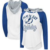 Tampa Bay Lightning G-III 4Her by Carl Banks Women's MVP Raglan Lightweight Hooded T-Shirt - White/Blue | NHL sale