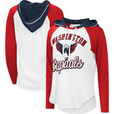 Washington Capitals G-III 4Her by Carl Banks Women's MVP Raglan Lightweight Hooded T-Shirt - White/Heather Red | NHL on sale