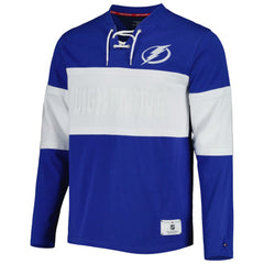 Tampa Bay Lightning Tommy Hilfiger Walter Lace-Up Long Sleeve Top - Blue | NHL discount
