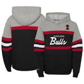Mitchell & Ness Chicago Bulls Youth Hardwood Classics Head Coach Pullover Hoodie Black/Heather Gray