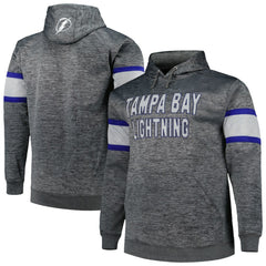 Tampa Bay Lightning Big & Tall Stripe Pullover Hoodie - Heather Charcoal | NHL Lifestyle
