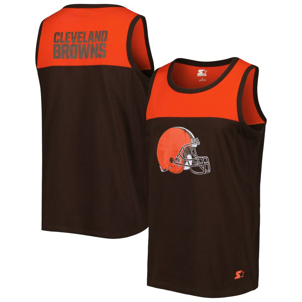 Cleveland Browns Starter Logo Touchdown Fashion Tank Top - Brown/Orange - NFL