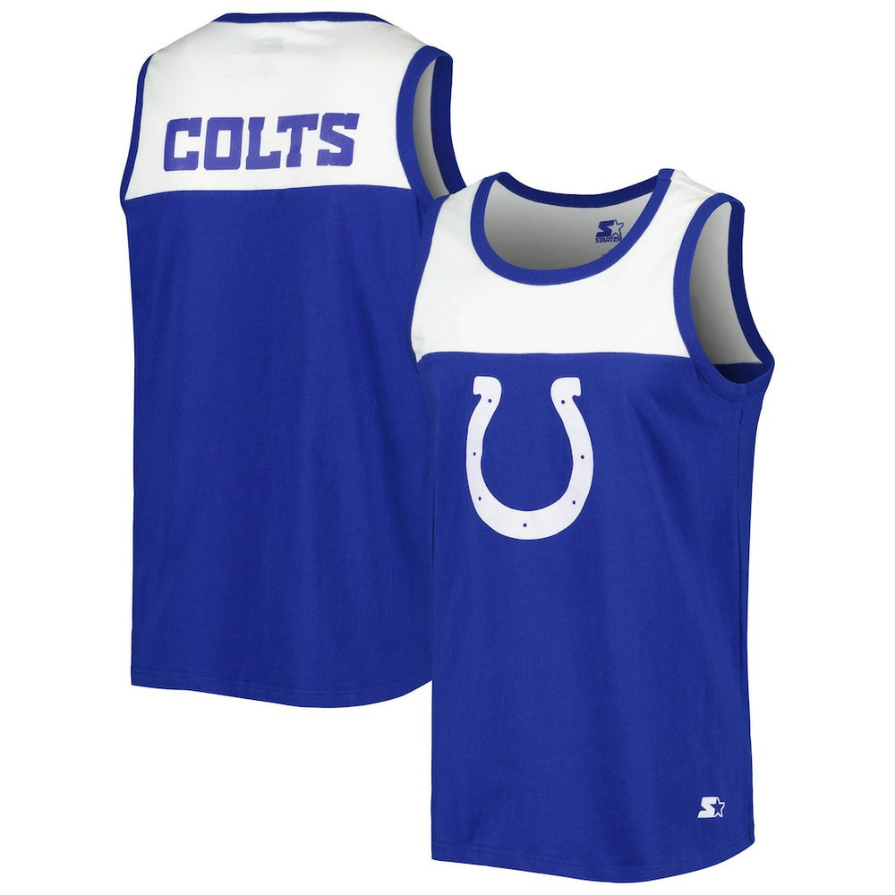 Indianapolis Colts Starter Logo Touchdown Fashion Tank Top - Royal/White - NFL