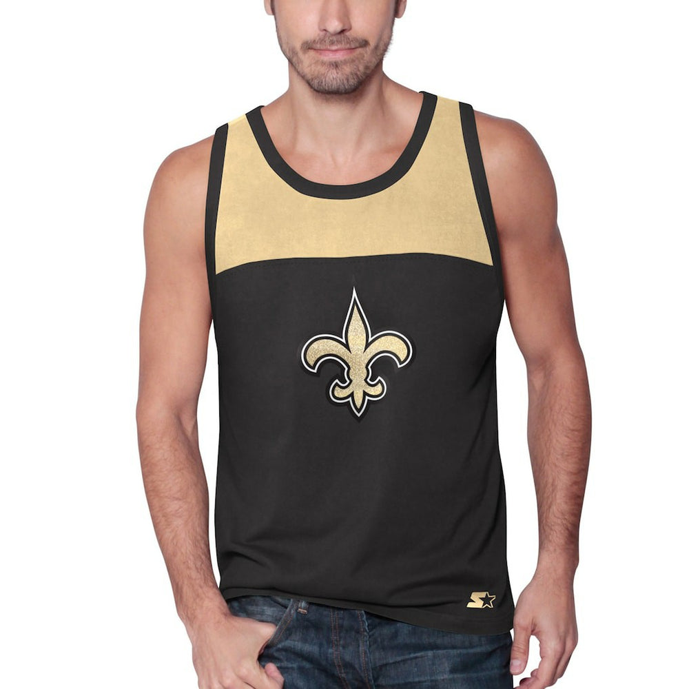 New Orleans Saints Starter Logo Touchdown Fashion Tank Top - Black/Gold - NFL