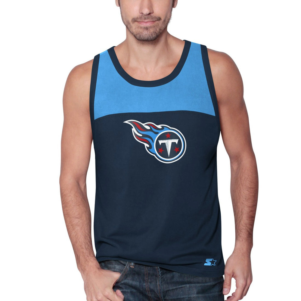 Tennessee Titans Starter Logo Touchdown Fashion Tank Top - Navy/Light Blue - NFL