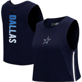 Dallas Cowboys Pro Standard Women's Ombre Wordmark Classic Cropped Tank Top - Navy - NFL