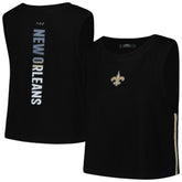 New Orleans Saints Pro Standard Women's Ombre Wordmark Classic Cropped Tank Top - Black - NFL