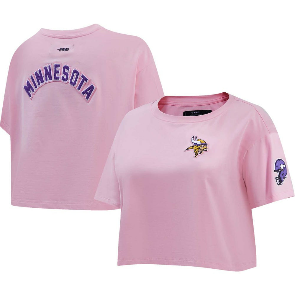 Minnesota Vikings Pro Standard Women's Cropped Boxy T-Shirt - Pink - NFL