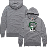 New York Jets Homage Retro Helmet Raglan Pullover Tri-Blend Hoodie - Gray - NFL