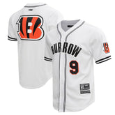 Joe Burrow Cincinnati Bengals Pro Standard Mesh Baseball Button-Up T-Shirt - White - NFL