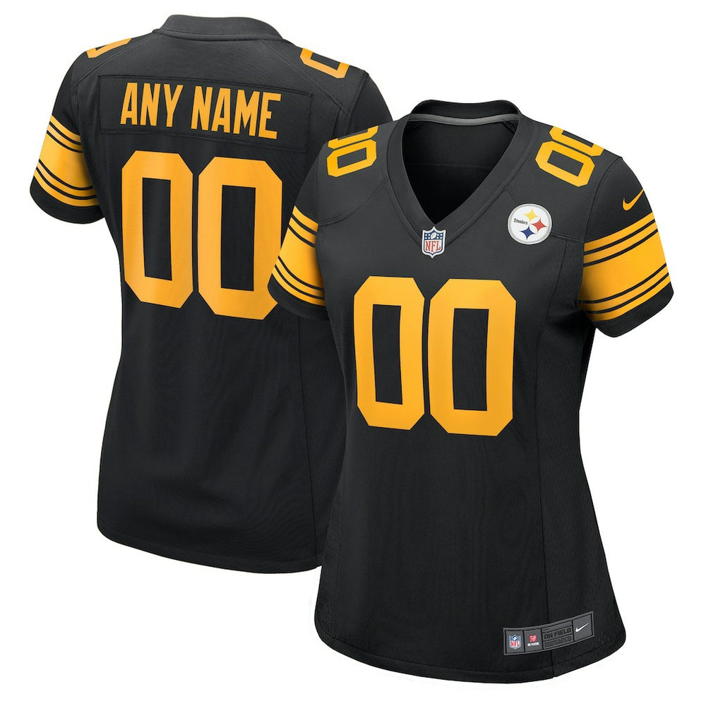 Pittsburgh Steelers Women's Alternate Custom Game Jersey - Black - Nike