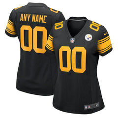 Pittsburgh Steelers Women's Alternate Custom Game Jersey - Black - Nike
