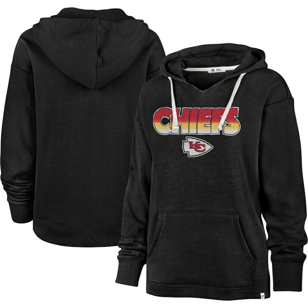 Kansas City Chiefs '47 Women's Color Rise Kennedy Pullover Hoodie - Black - 47 brand