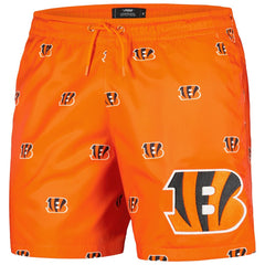 Cincinnati Bengals Pro Standard Allover Print Mini Logo Shorts - Orange - NFL