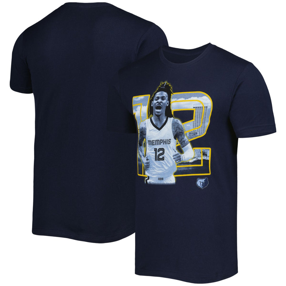 Ja Morant Memphis Grizzlies Stadium Essentials Unisex Player Skyline T-Shirt Navy