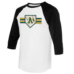Athletics Tiny Turnip Women's Base Stripe 3/4-Sleeve Raglan T-Shirt for sale