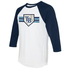 Tampa Bay Rays Tiny Turnip Women's Base Stripe 3/4-Sleeve Raglan T-Shirt Online