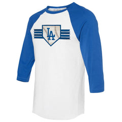 Los Angeles Dodgers Tiny Turnip Women's Base Stripe 3/4-Sleeve Raglan T-Shirt Outlet