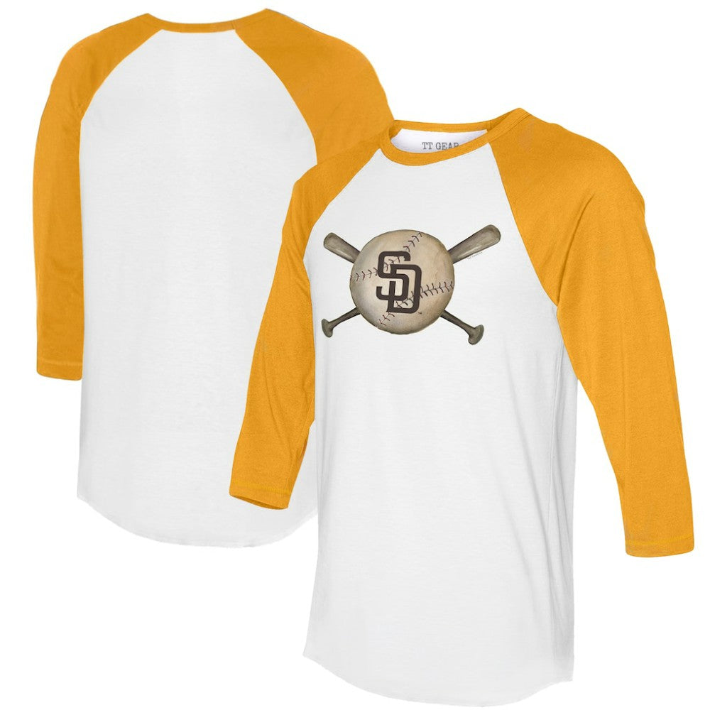 San Diego Padres Tiny Turnip Women's Baseball Cross Bats 3/4-Sleeve Raglan T-Shirt Online