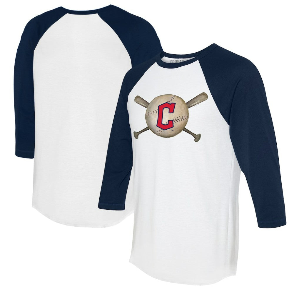 Cleveland Guardians Tiny Turnip Women's Baseball Cross Bats 3/4-Sleeve Raglan T-Shirt Discount