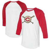 Cincinnati Reds Tiny Turnip Women's Baseball Cross Bats 3/4-Sleeve Raglan T-Shirt Outlet