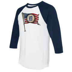 Detroit Tigers Tiny Turnip Women's Baseball Flag 3/4-Sleeve Raglan T-Shirt Discount