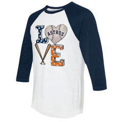 Houston Astros Tiny Turnip Women's Baseball Love Raglan 3/4-Sleeve T-Shirt Online