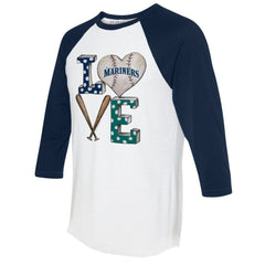 Seattle Mariners Tiny Turnip Women's Baseball Love Raglan 3/4-Sleeve T-Shirt Discount