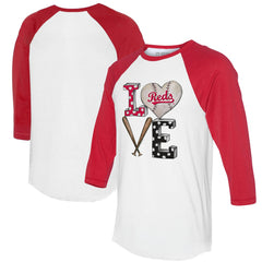 Cincinnati Reds Tiny Turnip Women's Baseball Love Raglan 3/4-Sleeve T-Shirt for sale